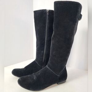 Style & Co Women's Midnight Black Leather Calf-High Side Zipper Flat Boots, sz 7